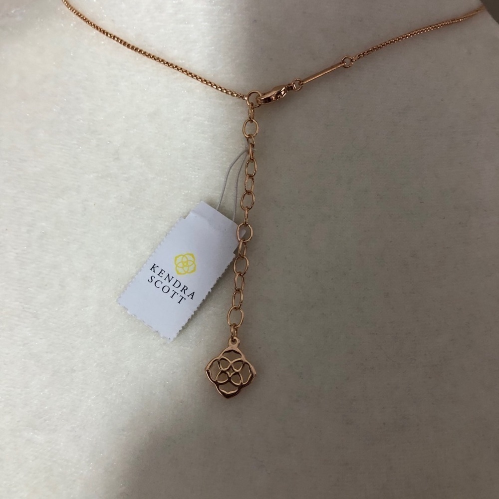 NWT KENDRA SCOTT Tess Rose Gold Chain Rose Gold Druzy Necklace - Picture 8 of 10